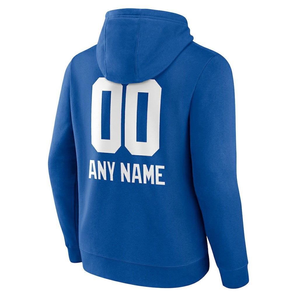 New York Giants Personalized Name & Number Team Wordmark Pullover Hoodie - Royal - NFL