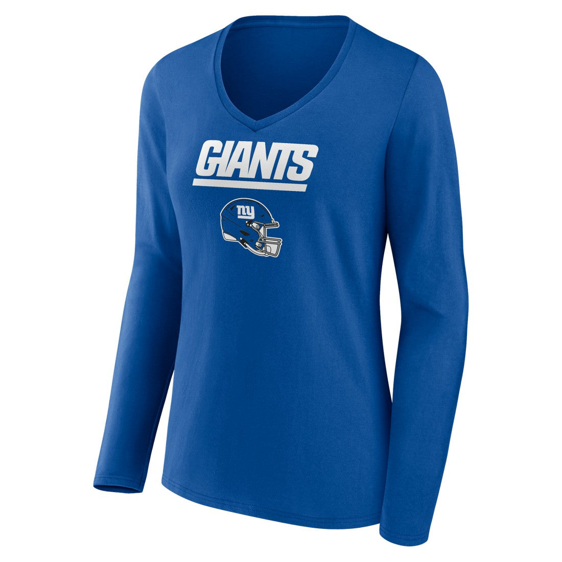 New York Giants Women's Personalized Name & Number Team Wordmark Long Sleeve V-Neck T-Shirt - Royal - NFL