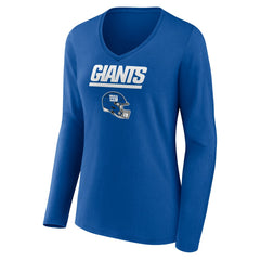 New York Giants Women's Personalized Name & Number Team Wordmark Long Sleeve V-Neck T-Shirt - Royal - NFL
