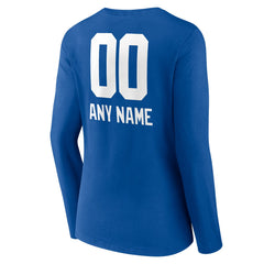 New York Giants Women's Personalized Name & Number Team Wordmark Long Sleeve V-Neck T-Shirt - Royal - NFL