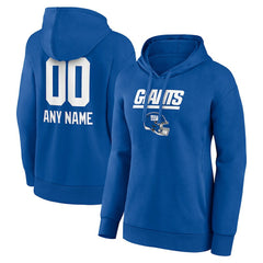 New York Giants Women's Personalized Name & Number Team Wordmark Pullover Hoodie - Royal - NFL
