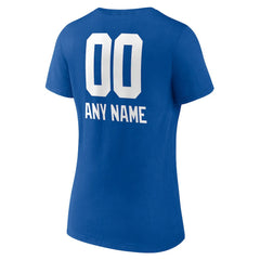 New York Giants Women's Personalized Name & Number Team Wordmark V-Neck T-Shirt - Royal - NFL