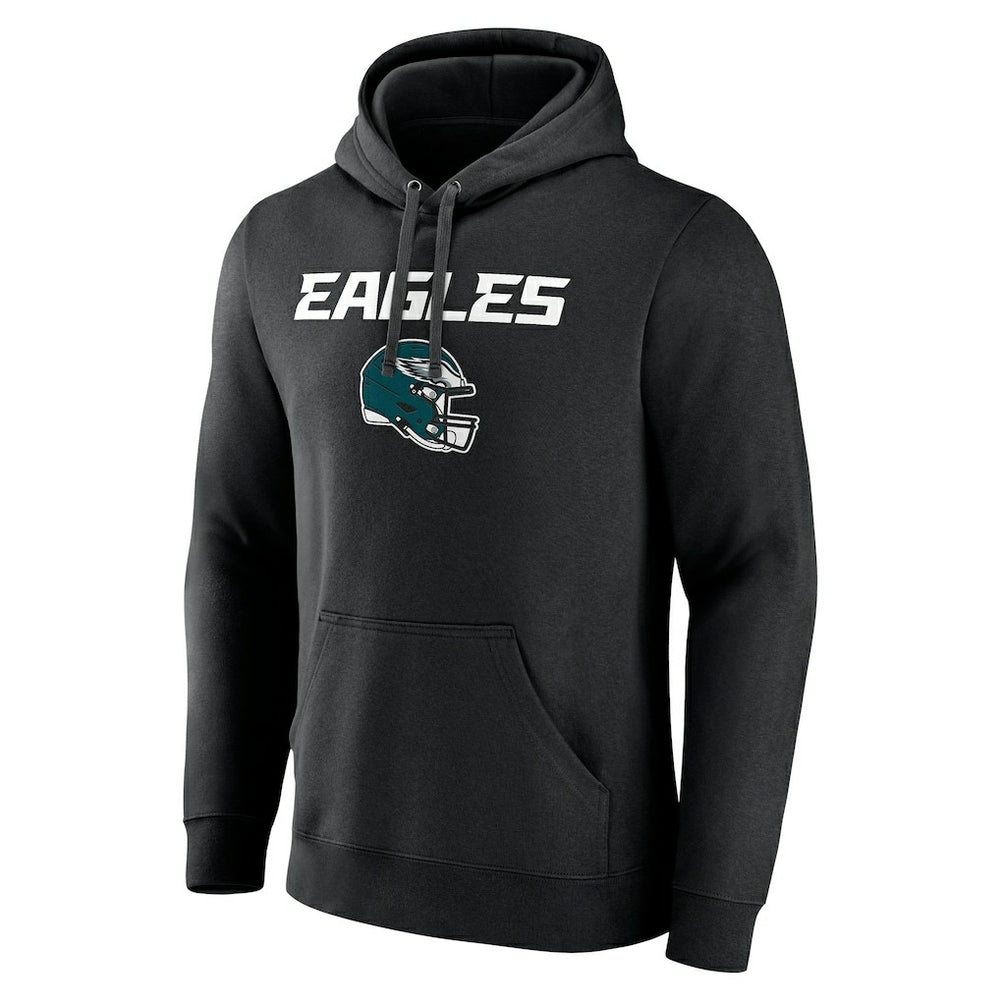 Philadelphia Eagles Personalized Name & Number Team Wordmark Pullover Hoodie - Black - NFL
