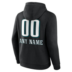Philadelphia Eagles Personalized Name & Number Team Wordmark Pullover Hoodie - Black - NFL