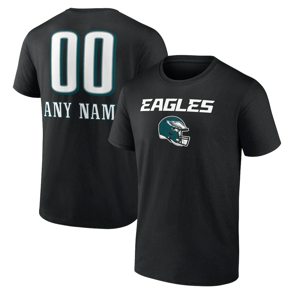 Philadelphia Eagles Personalized Name & Number Team Wordmark T-Shirt - Black - NFL