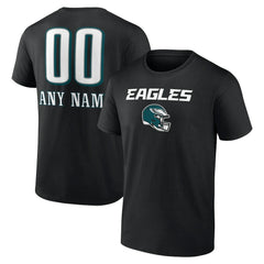 Philadelphia Eagles Personalized Name & Number Team Wordmark T-Shirt - Black - NFL