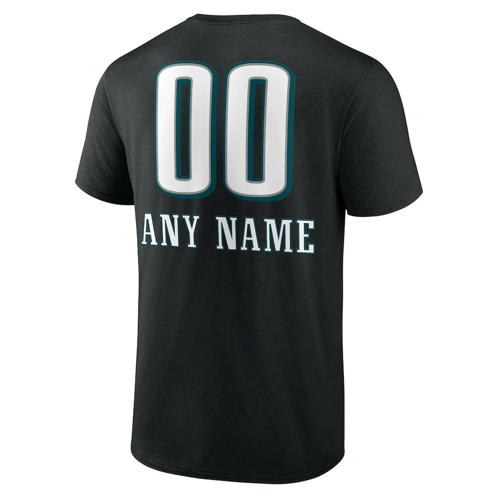 Philadelphia Eagles Personalized Name & Number Team Wordmark T-Shirt - Black - NFL
