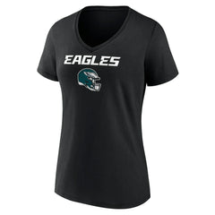 Philadelphia Eagles Women's Personalized Name & Number Team Wordmark V-Neck T-Shirt - Black - NFL