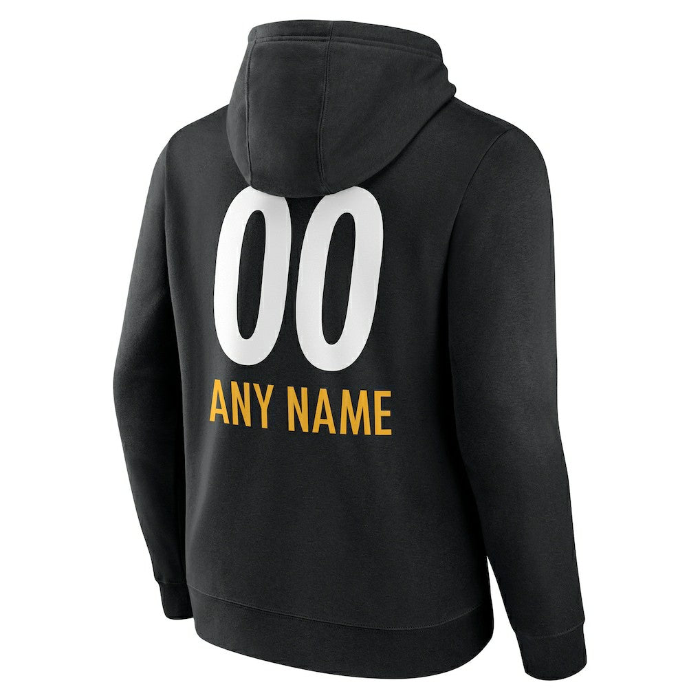 Pittsburgh Steelers Personalized Name & Number Team Wordmark Pullover Hoodie - Black - NFL