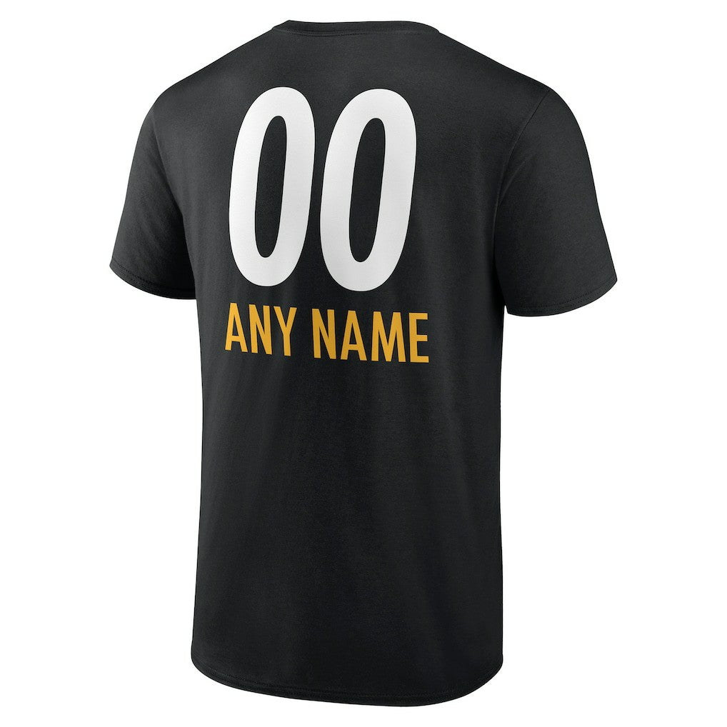 Pittsburgh Steelers Personalized Name & Number Team Wordmark T-Shirt - Black - NFL
