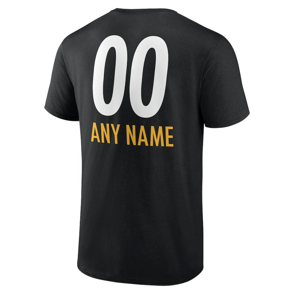 Pittsburgh Steelers Personalized Name & Number Team Wordmark T-Shirt - Black - NFL