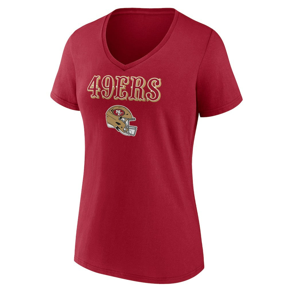 San Francisco 49ers Women's Personalized Name & Number Team Wordmark V-Neck T-Shirt - Scarlet - NFL