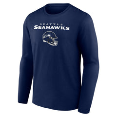 Seattle Seahawks Personalized Name & Number Team Wordmark Long Sleeve T-Shirt - College Navy - NFL