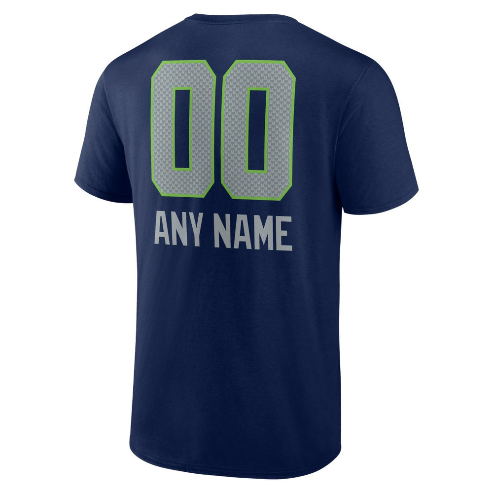 Seattle Seahawks Personalized Name & Number Team Wordmark T-Shirt - College Navy - NFL