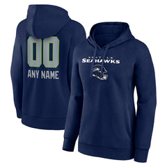 Seattle Seahawks Women's Personalized Name & Number Team Wordmark Pullover Hoodie - College Navy - NFL