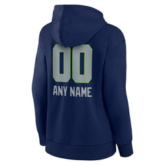 Seattle Seahawks Women's Personalized Name & Number Team Wordmark Pullover Hoodie - College Navy - NFL