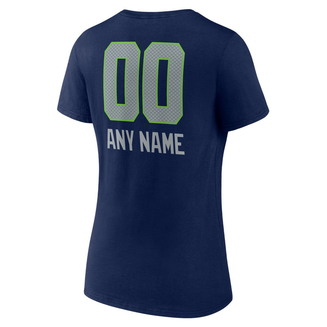 Seattle Seahawks Women's Personalized Name & Number Team Wordmark V-Neck T-Shirt - College Navy - NFL