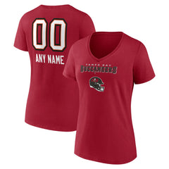 Tampa Bay Buccaneers Women's Personalized Name & Number Team Wordmark V-Neck T-Shirt - Red - NFL