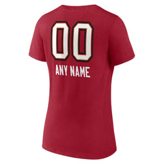 Tampa Bay Buccaneers Women's Personalized Name & Number Team Wordmark V-Neck T-Shirt - Red - NFL