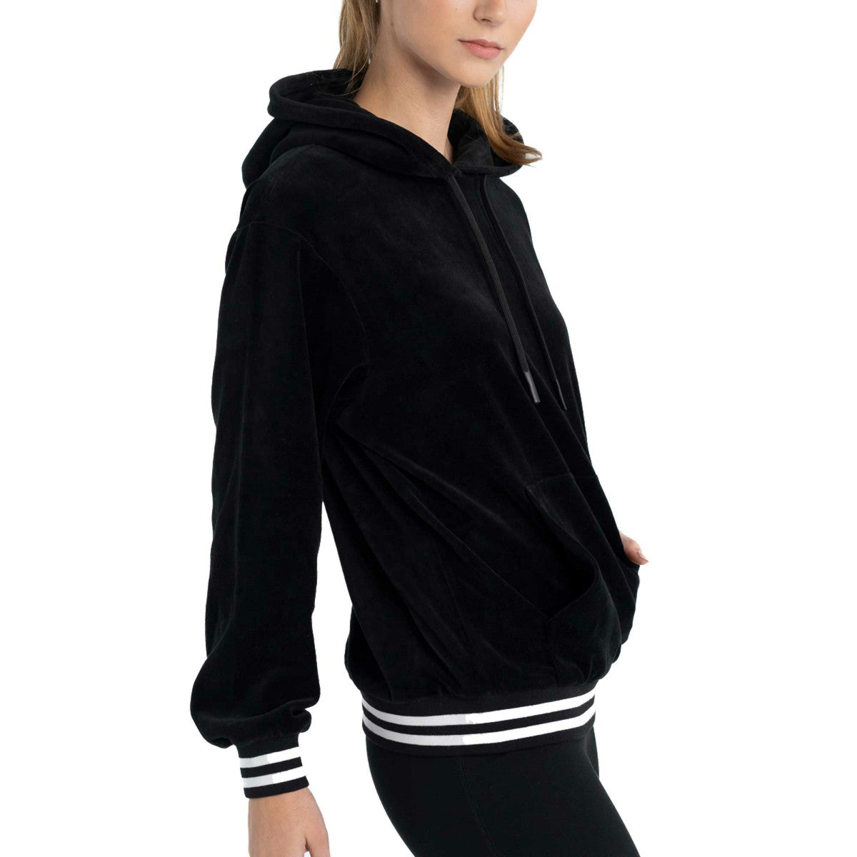 Milwaukee Bucks Lusso Women's Nellie Oversized Velour Pullover Hoodie Black