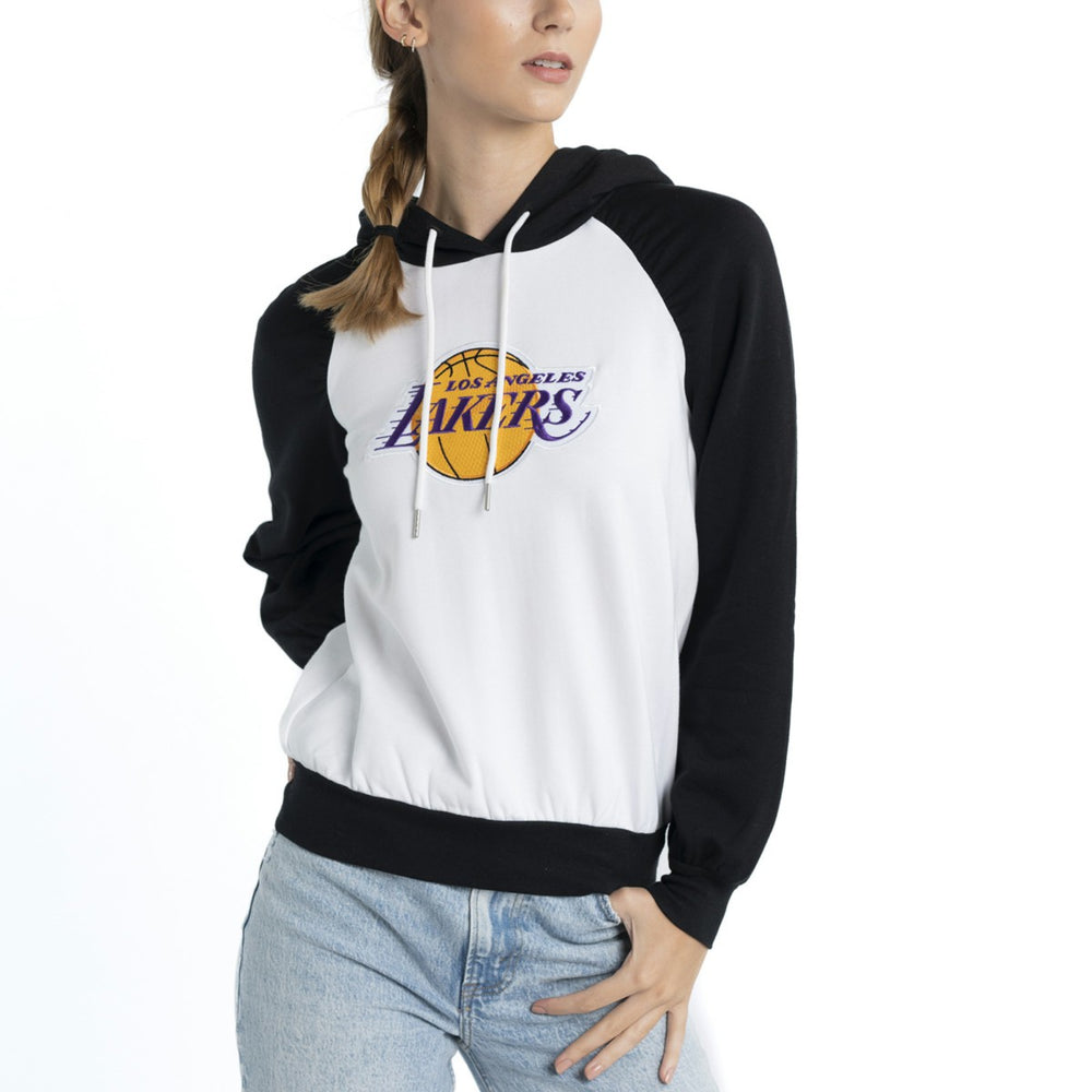 Los Angeles Lakers Lusso Women's Marlowe Tri-Blend Raglan Pullover Hoodie White