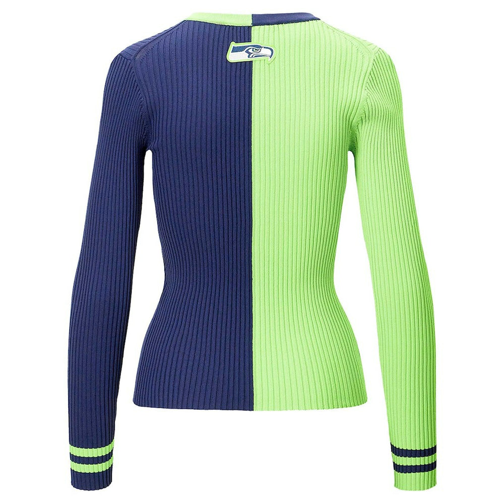 Seattle Seahawks STAUD Women's Cargo Sweater - Neon Green/Navy - NFL