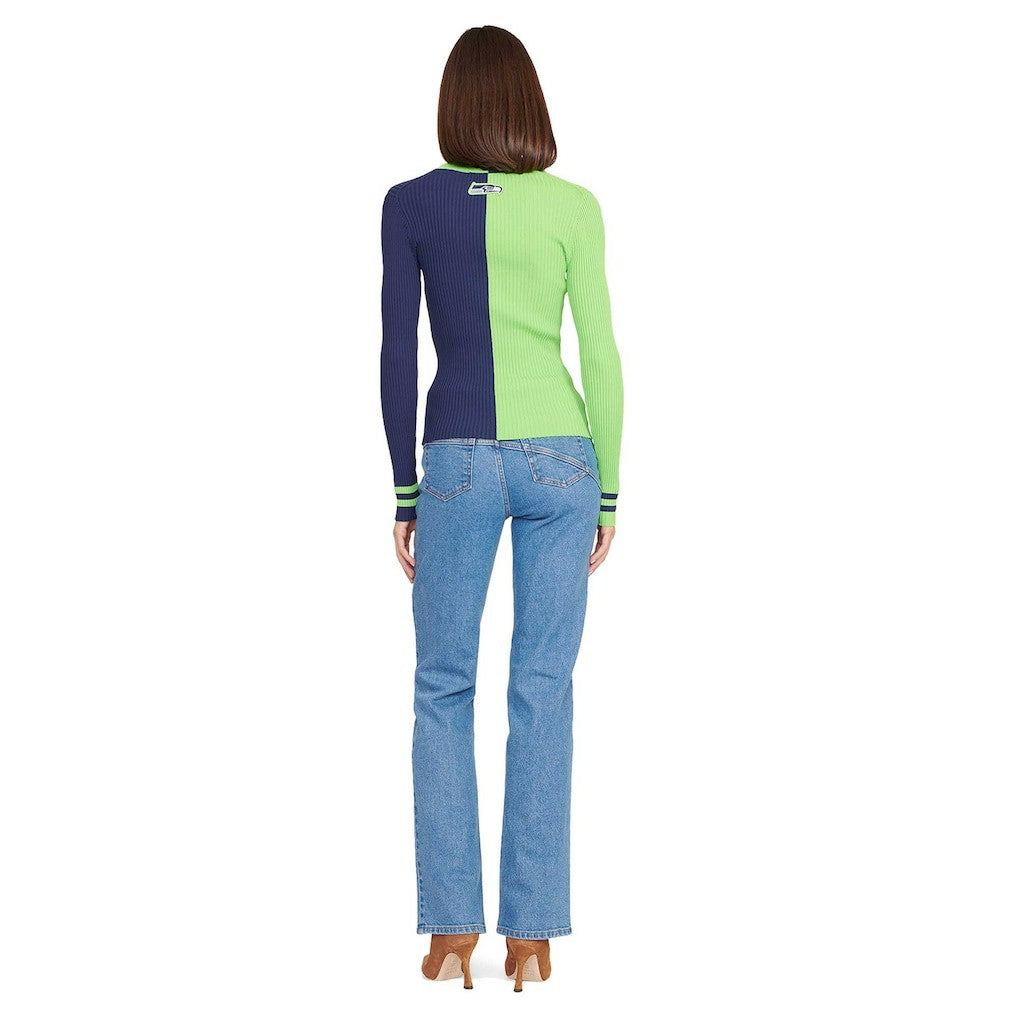 Seattle Seahawks STAUD Women's Cargo Sweater - Neon Green/Navy - NFL