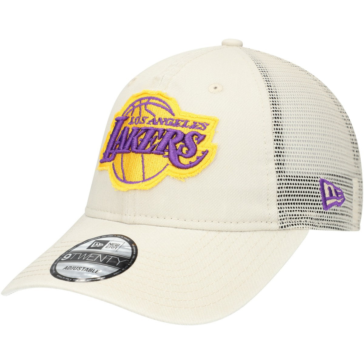 New Era Los Angeles Lakers Rough Edge Logo Trucker 9TWENTY Adjustable Hat Cream