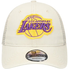 New Era Los Angeles Lakers Rough Edge Logo Trucker 9TWENTY Adjustable Hat Cream