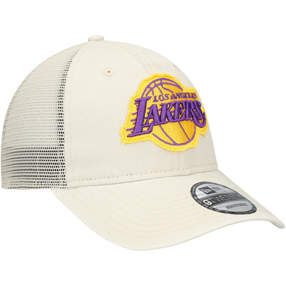 New Era Los Angeles Lakers Rough Edge Logo Trucker 9TWENTY Adjustable Hat Cream