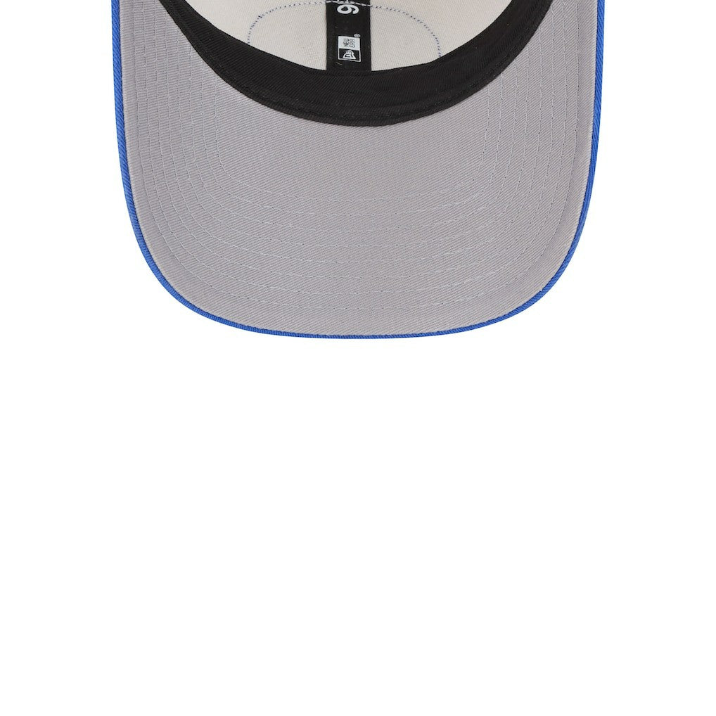 New Era Dallas Mavericks Throwback Patch Trucker 9FORTY Adjustable Hat Khaki/Blue