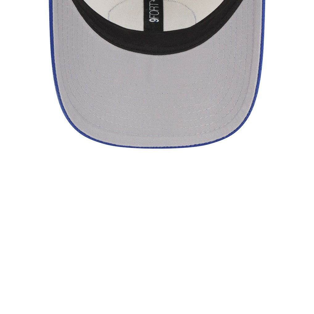New Era Golden State Warriors Throwback Patch Trucker 9FORTY Adjustable Hat Khaki/Royal
