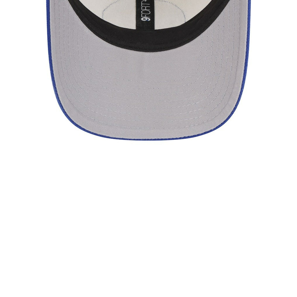 New Era Golden State Warriors Throwback Patch Trucker 9FORTY Adjustable Hat Khaki/Royal
