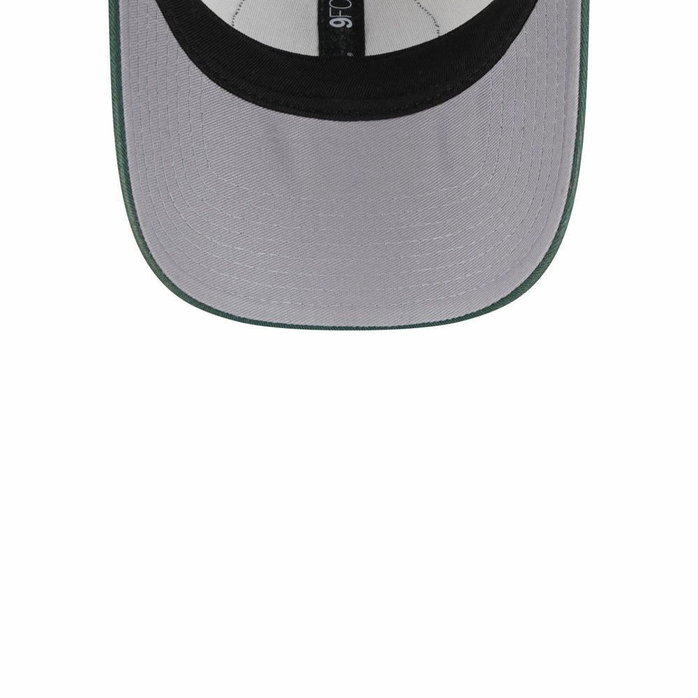New Era Milwaukee Bucks Throwback Patch Trucker 9FORTY Adjustable Hat Khaki/Hunter Green