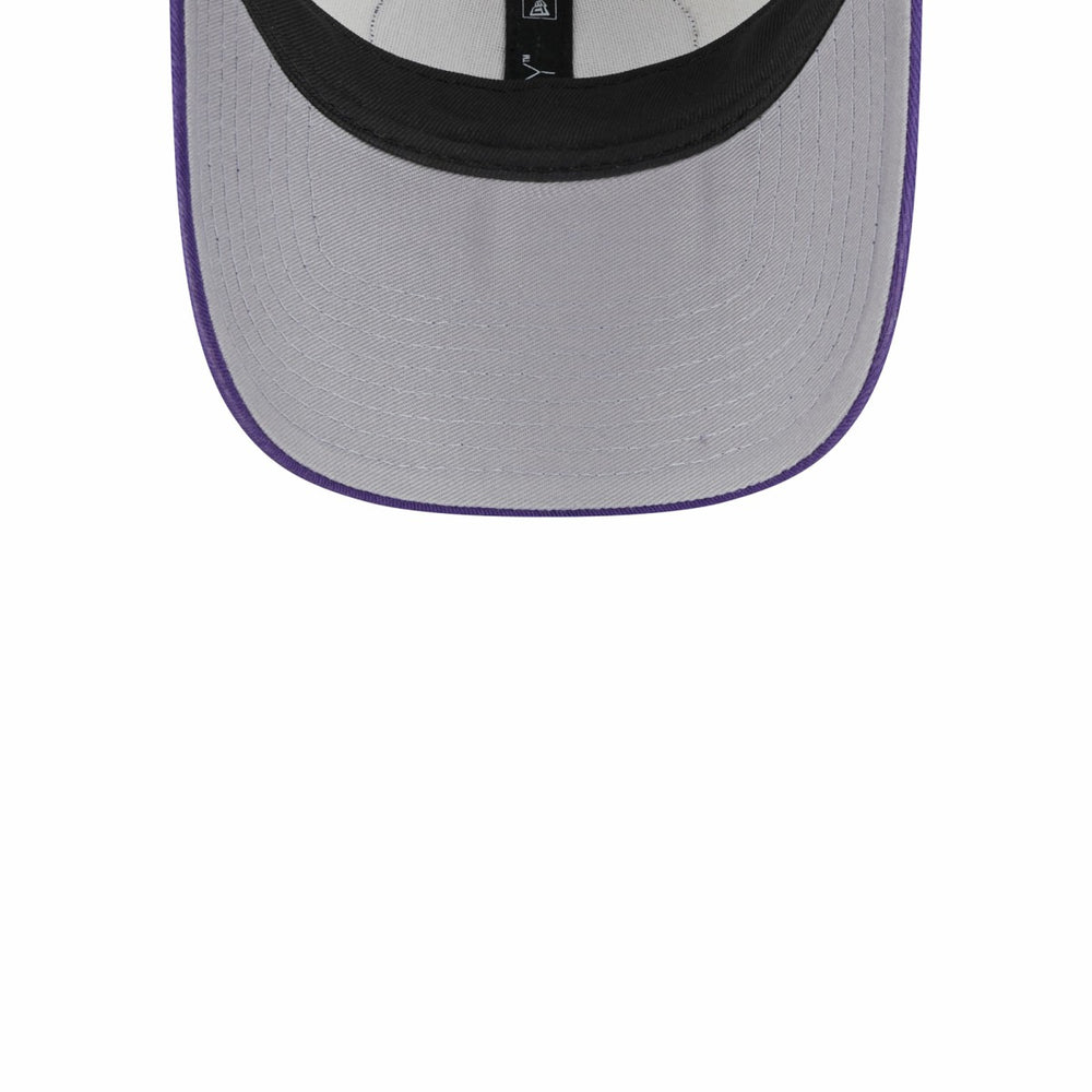 New Era Phoenix Suns Throwback Patch Trucker 9FORTY Adjustable Hat Khaki/Purple