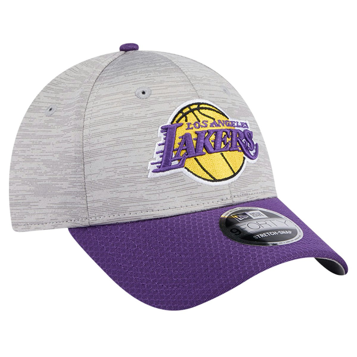 New Era Los Angeles Lakers Active Digi-Tech Two-Tone 9FORTY Adjustable Hat Heather Gray/Purple