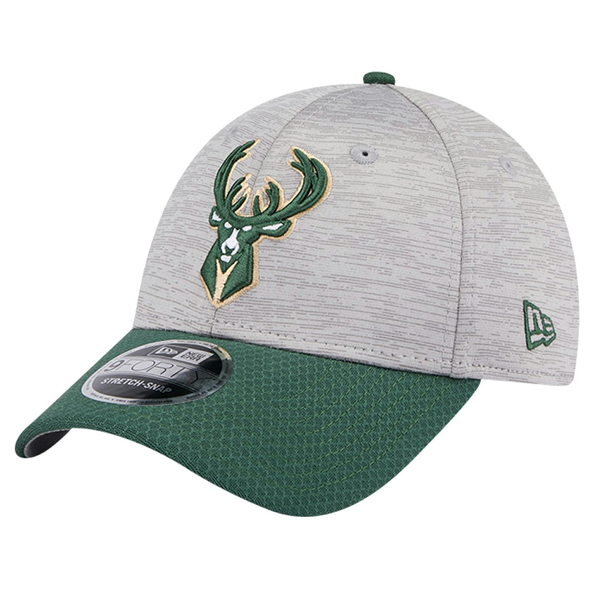 New Era Milwaukee Bucks Active Digi-Tech Two-Tone 9FORTY Adjustable Hat Heather Gray/Hunter Green