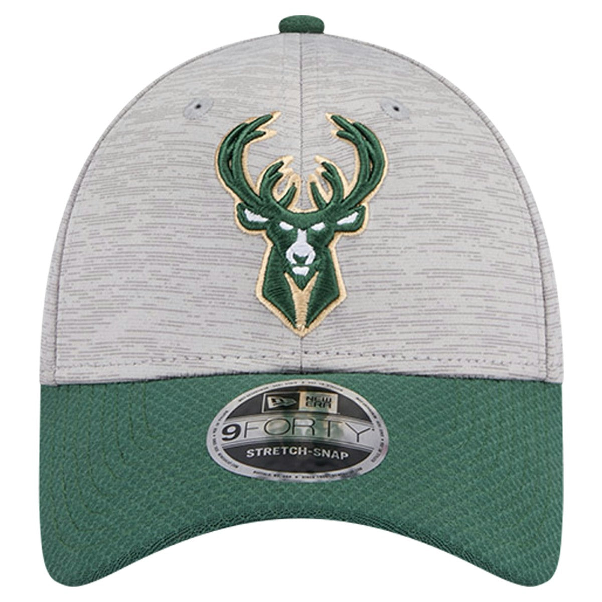New Era Milwaukee Bucks Active Digi-Tech Two-Tone 9FORTY Adjustable Hat Heather Gray/Hunter Green