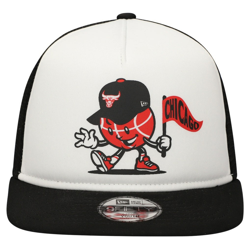New Era Chicago Bulls Youth Court Sport Mascot 9FIFTY Snapback Hat White/Black