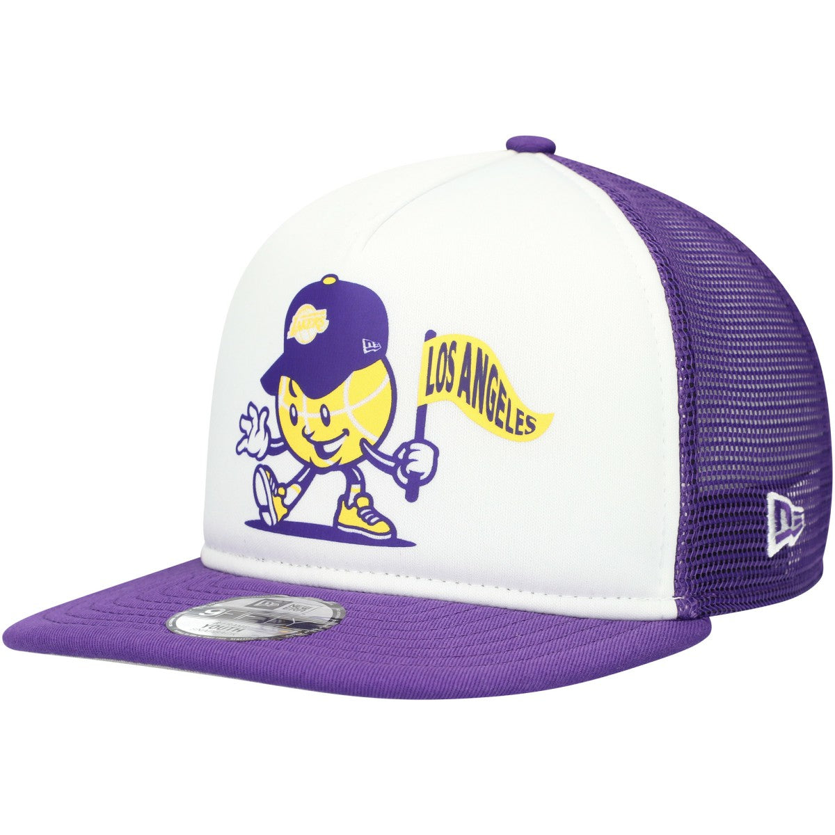 New Era Los Angeles Lakers Youth Court Sport Mascot 9FIFTY Snapback Hat White/Purple