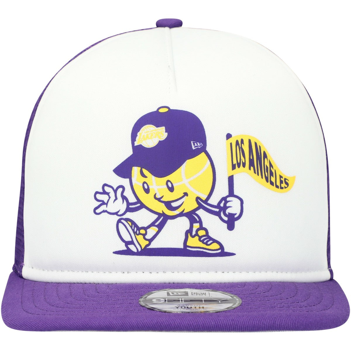New Era Los Angeles Lakers Youth Court Sport Mascot 9FIFTY Snapback Hat White/Purple