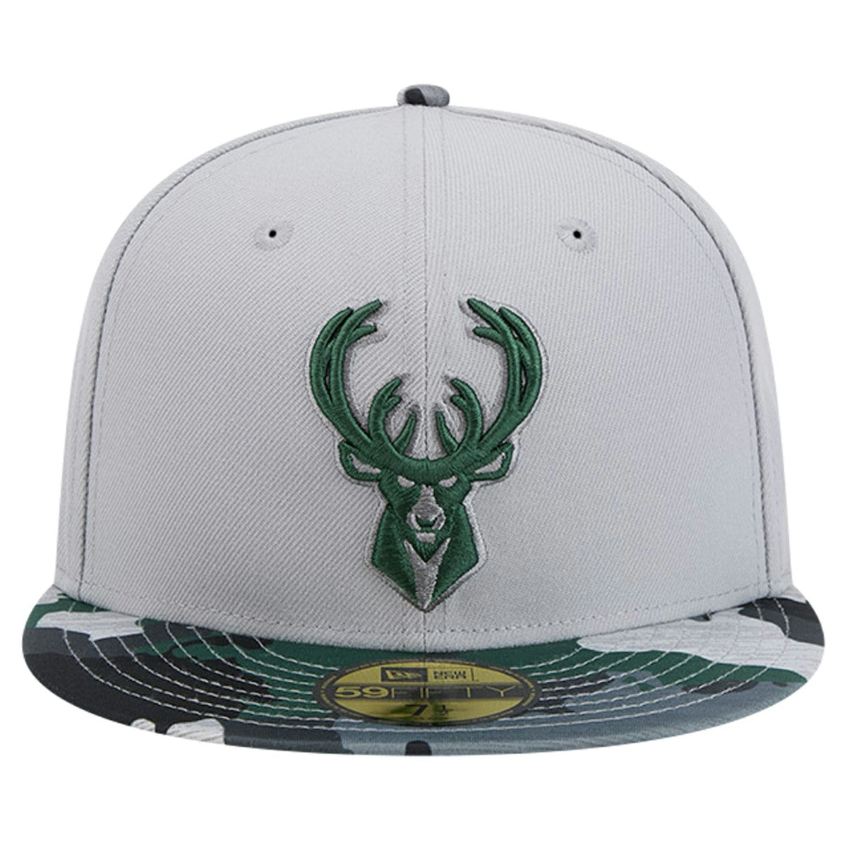 New Era Milwaukee Bucks Active Color Camo Visor 59FIFTY Fitted Hat Gray