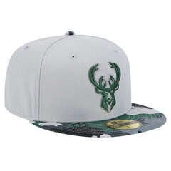 New Era Milwaukee Bucks Active Color Camo Visor 59FIFTY Fitted Hat Gray