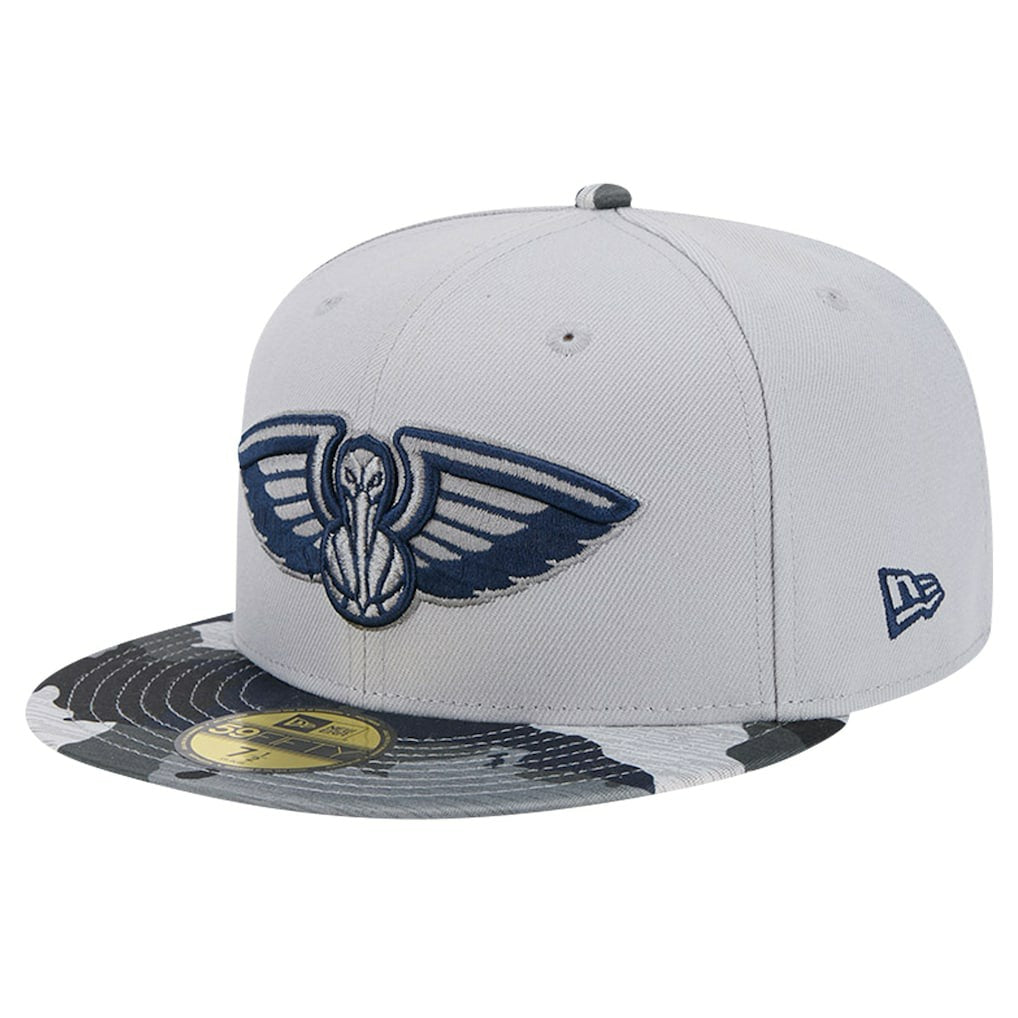 New Era New Orleans Pelicans Active Color Camo Visor 59FIFTY Fitted Hat Gray