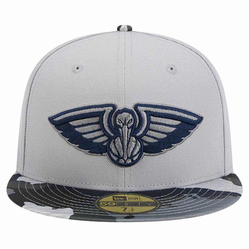 New Era New Orleans Pelicans Active Color Camo Visor 59FIFTY Fitted Hat Gray