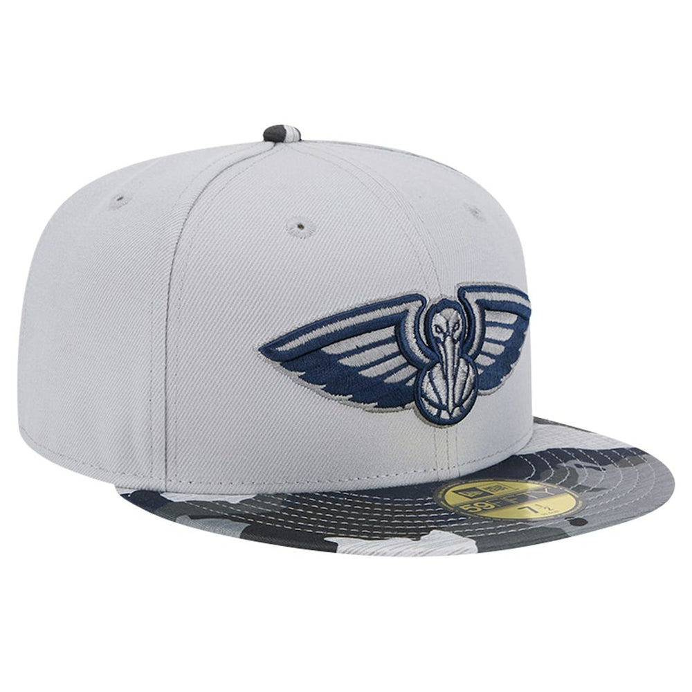 New Era New Orleans Pelicans Active Color Camo Visor 59FIFTY Fitted Hat Gray