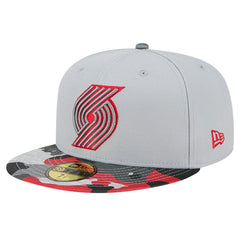 New Era Portland Trail Blazers Active Color Camo Visor 59FIFTY Fitted Hat Gray