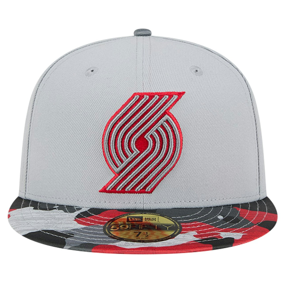 New Era Portland Trail Blazers Active Color Camo Visor 59FIFTY Fitted Hat Gray