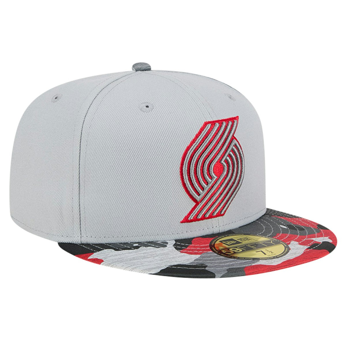 New Era Portland Trail Blazers Active Color Camo Visor 59FIFTY Fitted Hat Gray