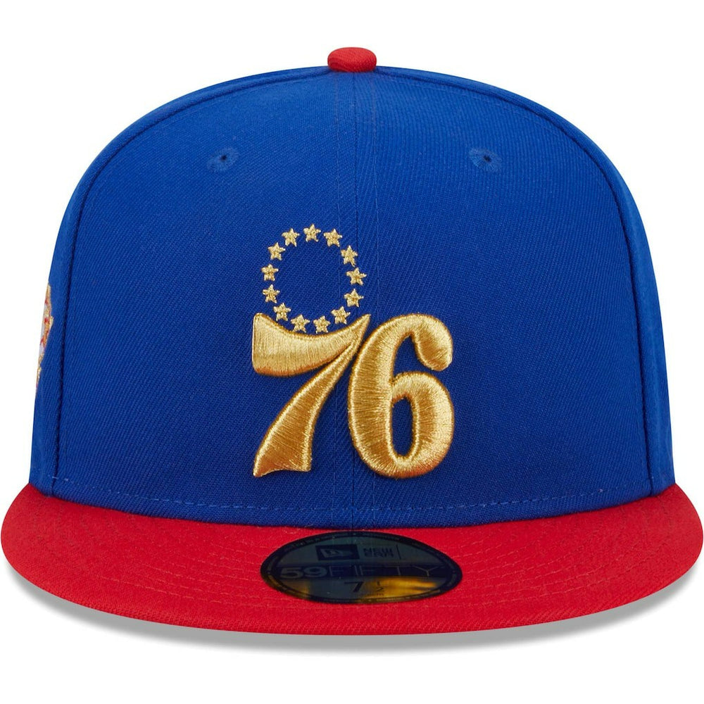 New Era Philadelphia 76ers Gameday Gold Pop Stars 59FIFTY Fitted Hat Royal/Red